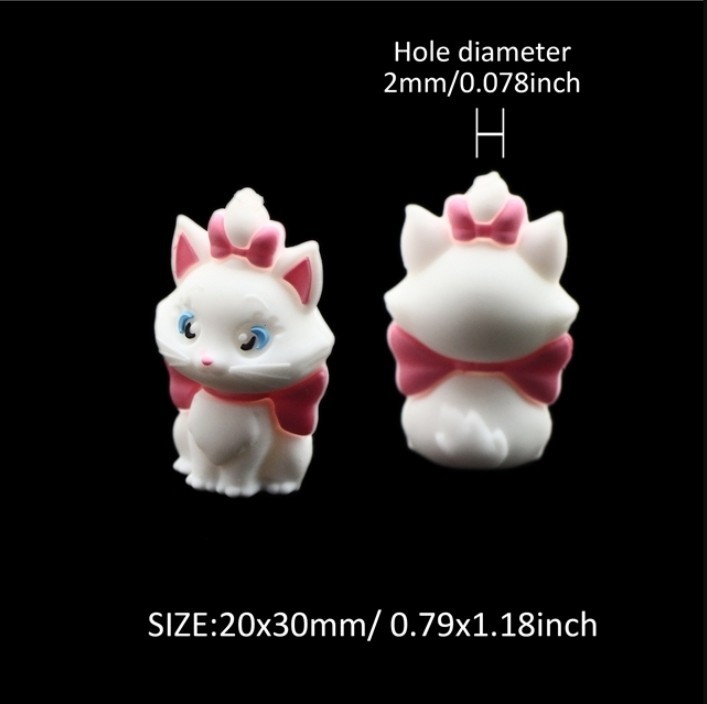 1 pc. White cat Silicone Focal Bead, Beadable accessories 1268705