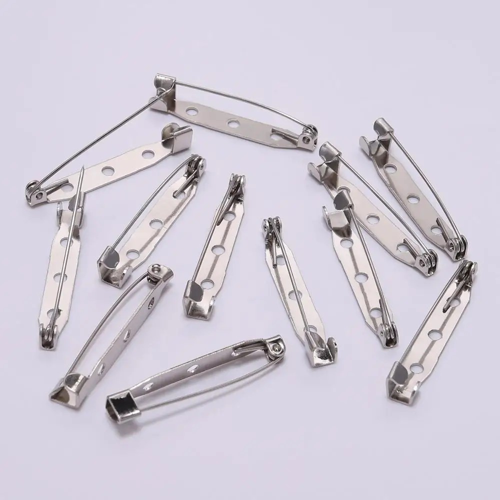 Bar Pins Brooch Clasp Pin Backs Safety Pin Silver Name Tags Badges 20/25/32/38mm