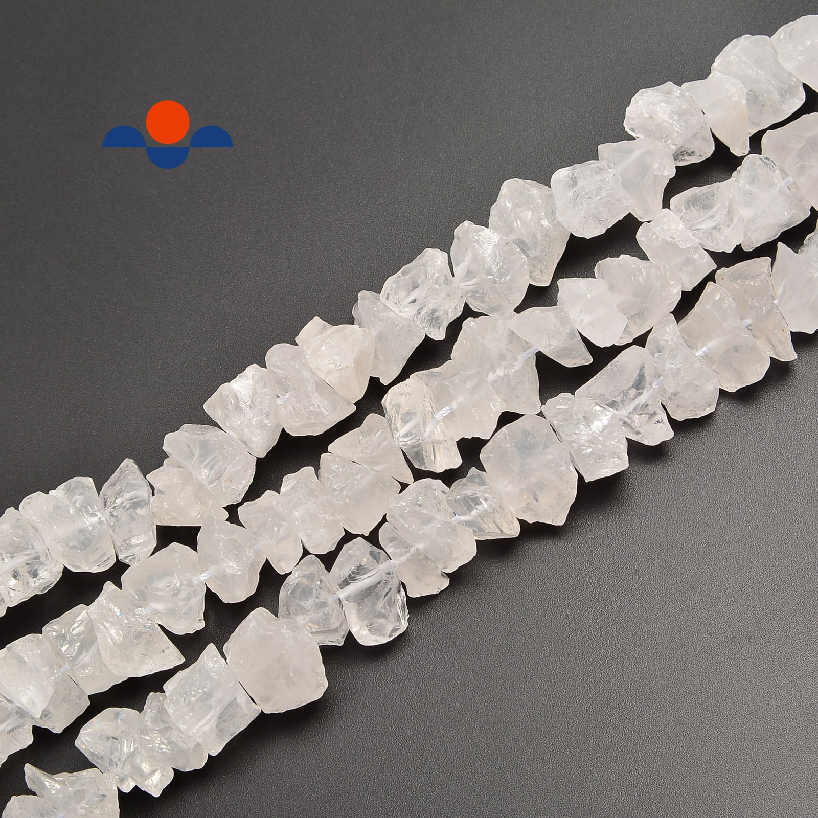 Clear Quartz Rough Nugget Chunks Center Drill Beads Approx 7x15mm 15.5″ Strand