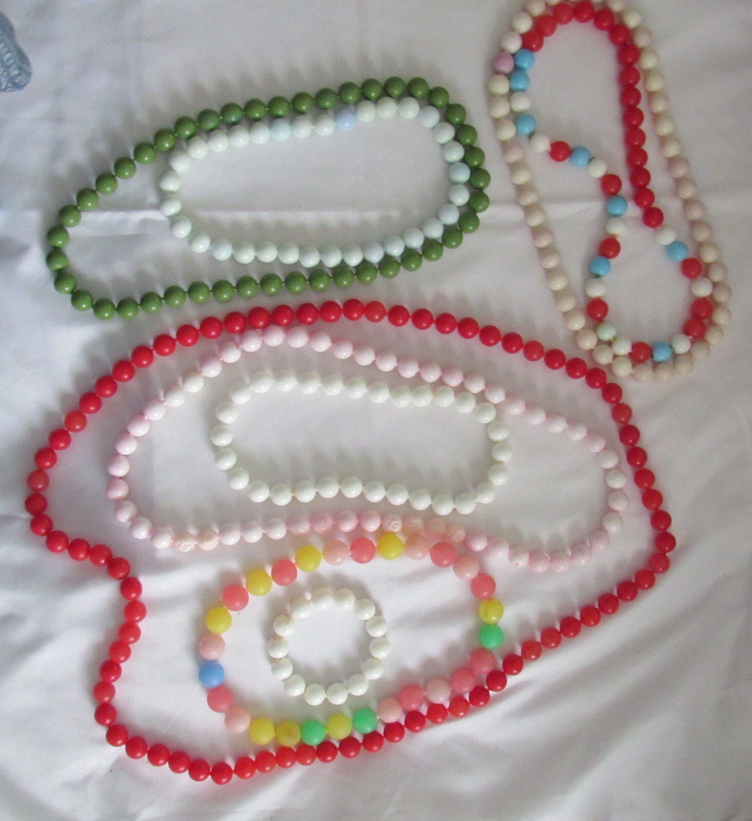 Collection of Vintage Plastic Pop Beads Various Colors & Sizes as Shown