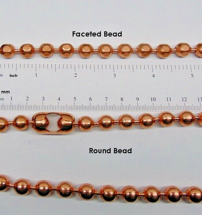 100% COPPER BALL #20 Bulk CHAIN 3/8″ 9.5mm Round + Faceted Bead ~ 3 to 100 feet