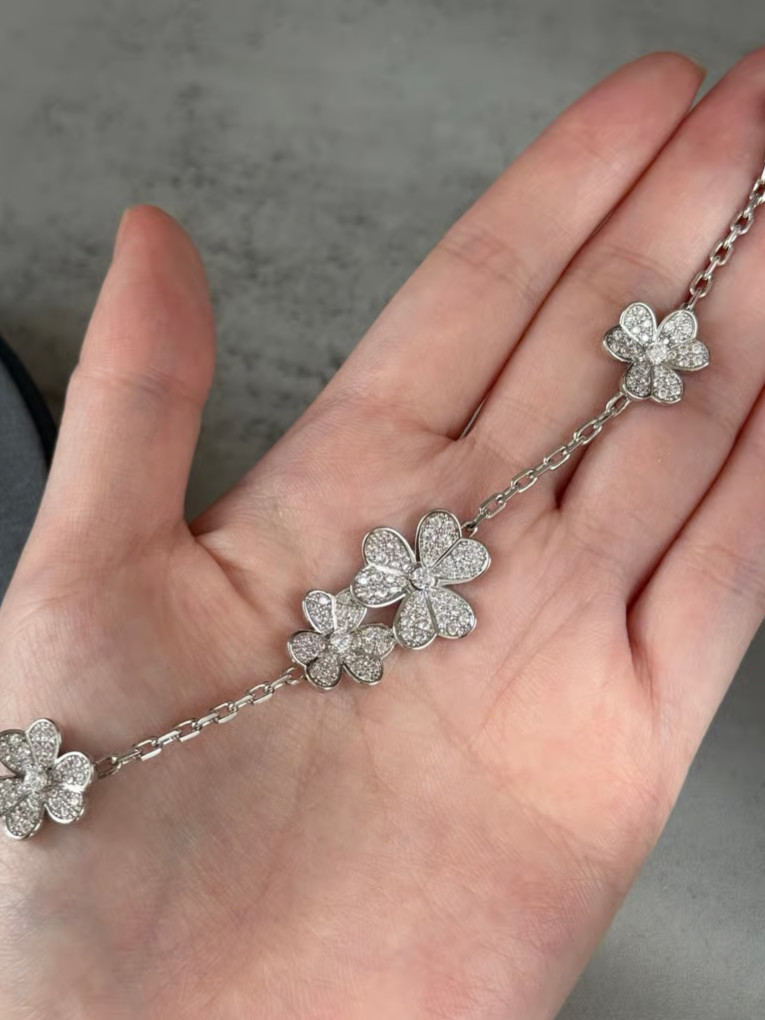 Frivole Flower cz 925 silver rose gold plated bracelet 17cm