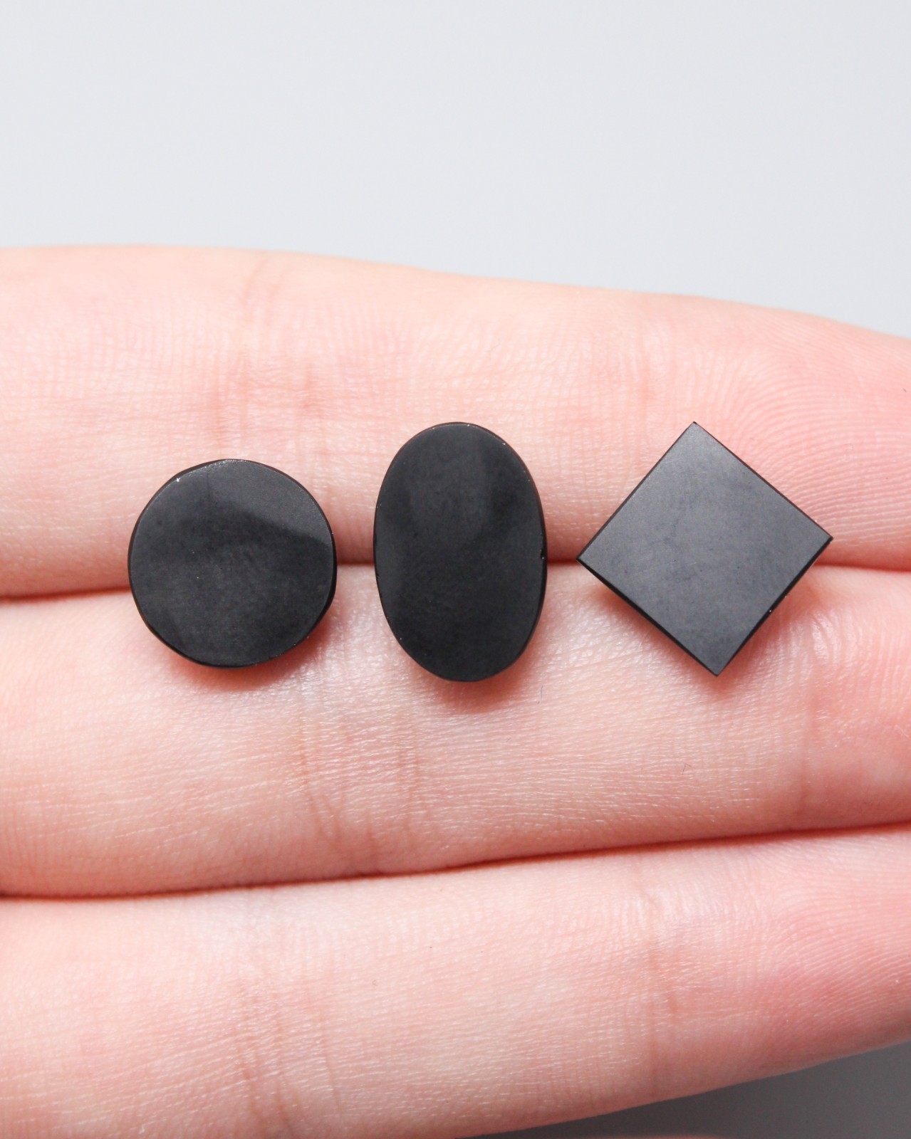 Black Spinel Natural Pleonaste Rare hand polished cabochons set Thailand