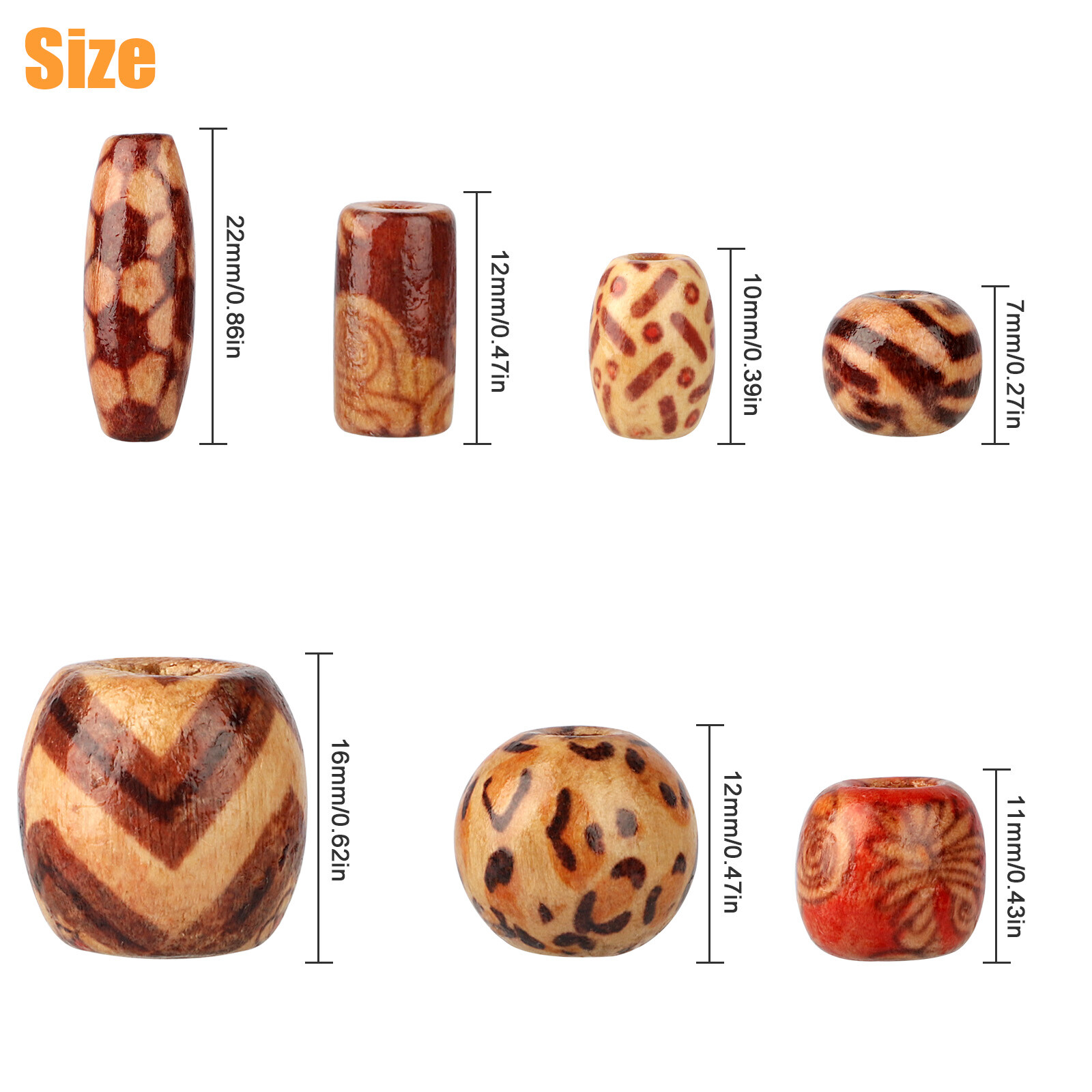 500PCS Wooden Beads Jewelry Making Craft DIY Natural Making Supplies Painted US