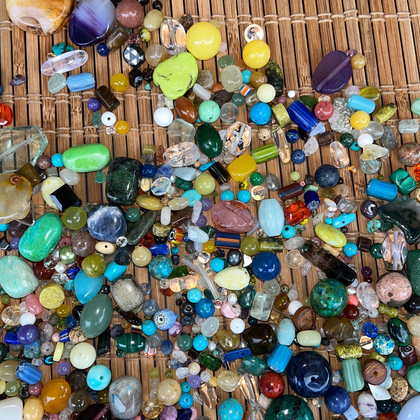 1 lb 10 oz Jewelry Making Beads Traditional Natural Gallery Glass Stone Glossy