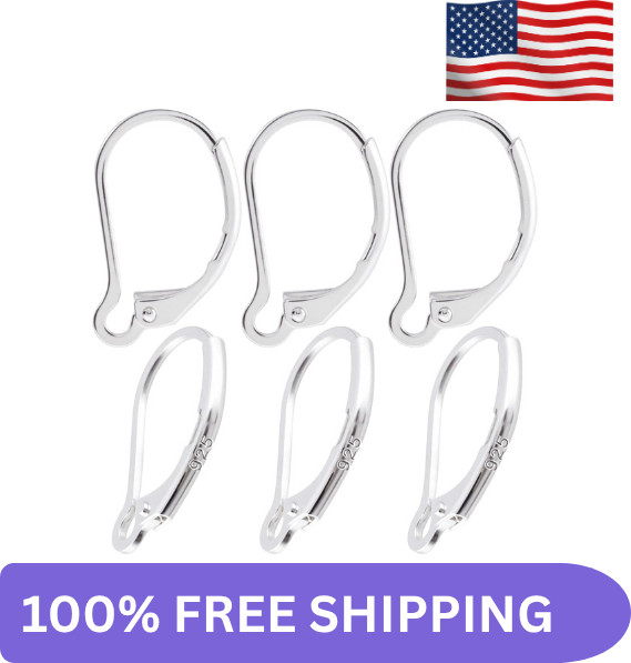 6pcs 925 Sterling Silver Earring Hooks, Hypoallergenic Leverback Earring Back…