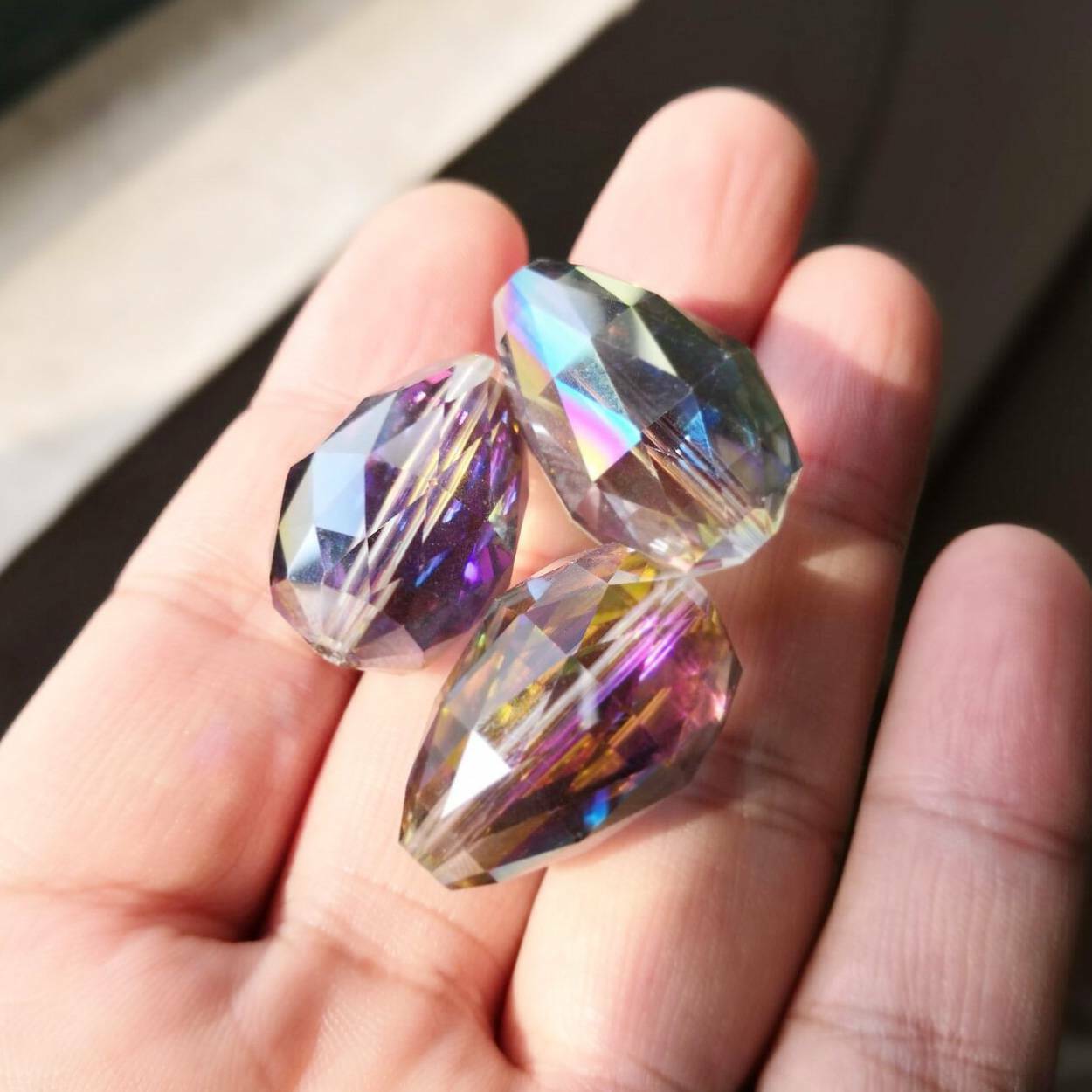 5pcs 24X17mm Faceted Teadrop Glass Crystal Loose Spacer Crafts Beads DIY Jewelry