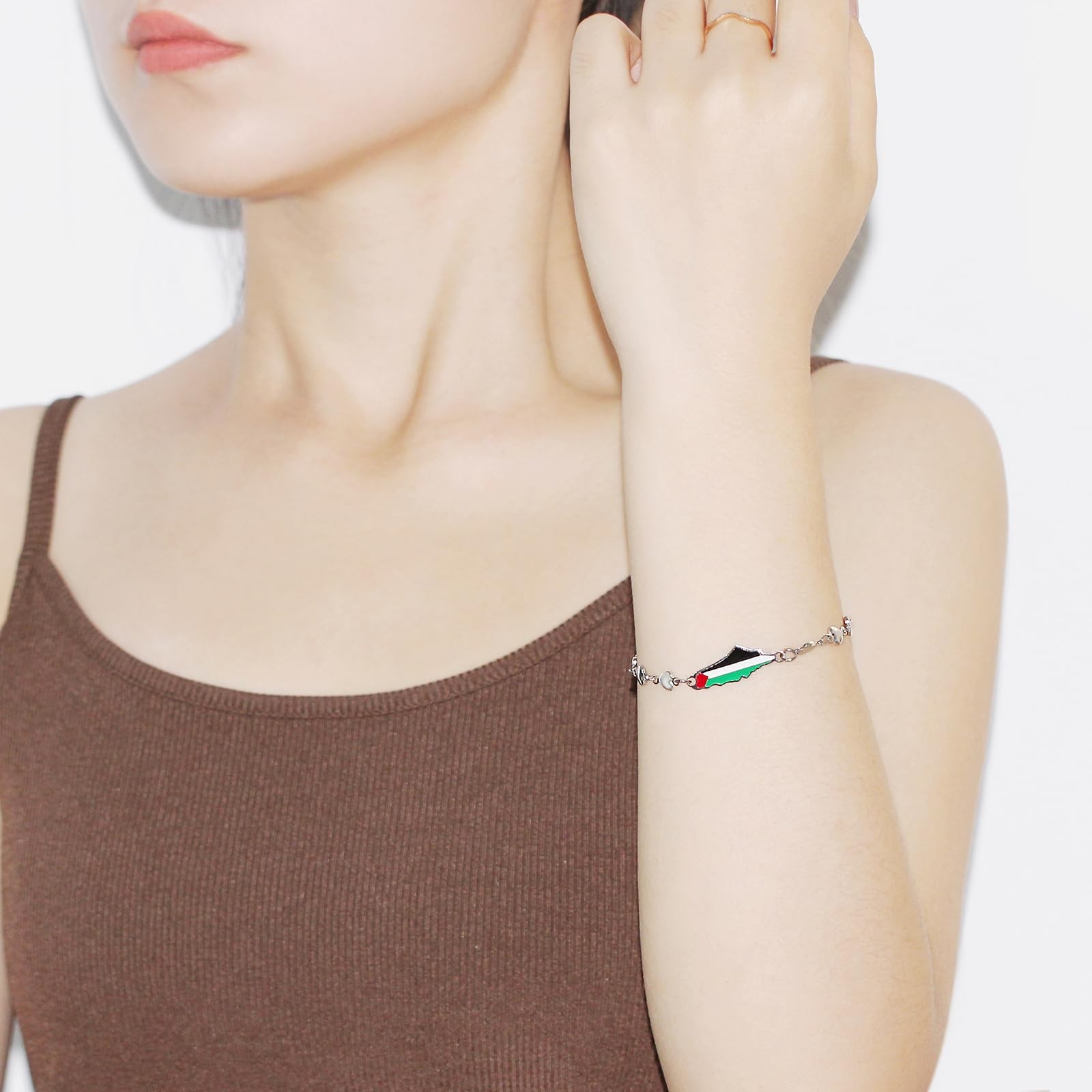 Platinum Plated Palestinian Map Bracelet with Flag Colors Design – Middle Easter