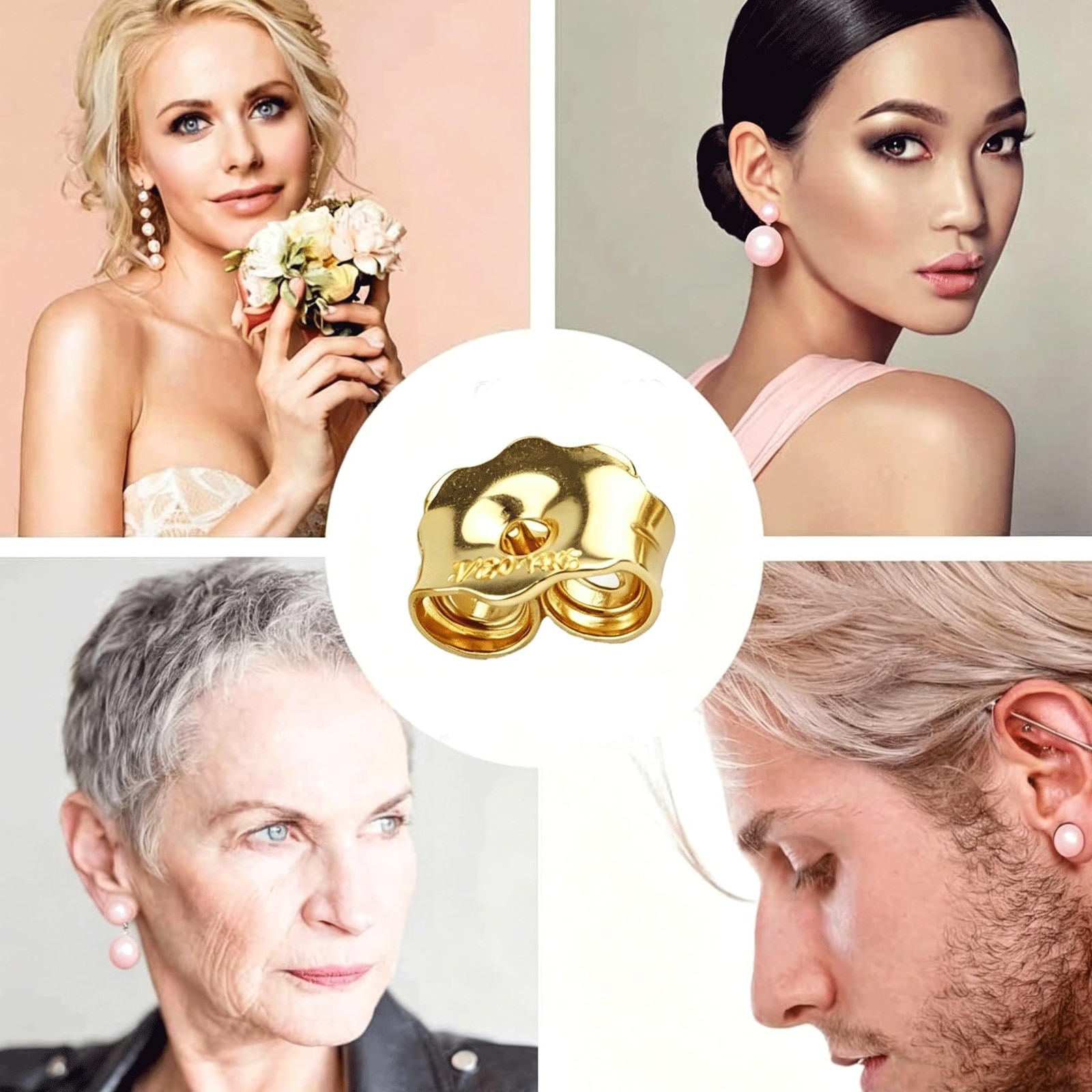 14K Gold Earring Backs for Stud Earrings – Yellow Locking (3 Pairs)