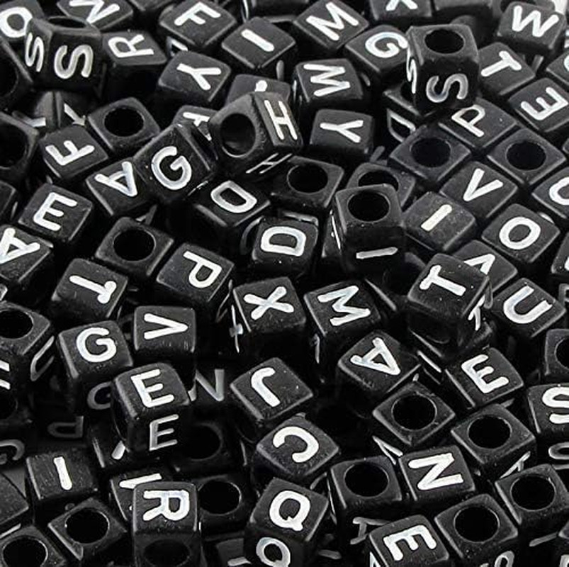 Acrylic Alphabet Letter A-Z Cube Beads 1000 pcs for Jewelry Making, Bracelets, N