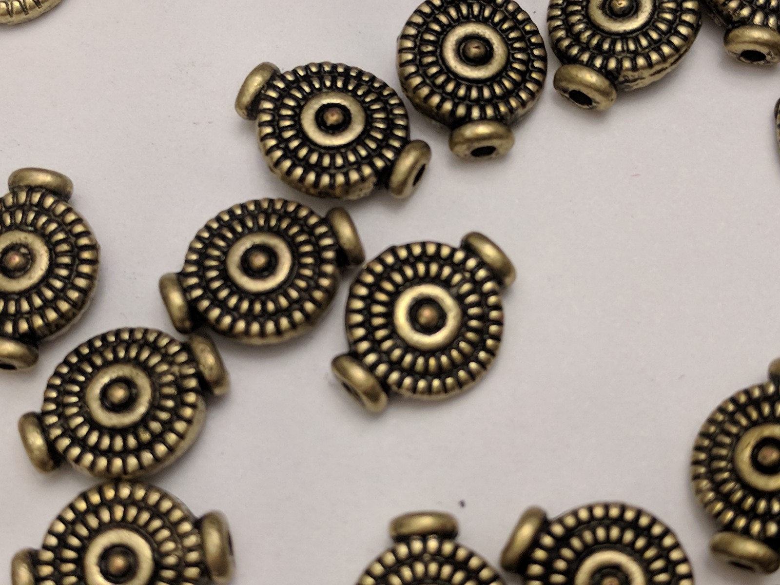 Flat Round Tibetan Style Alloy Beads, Antique Bronze 10×7.5x3mm, Hole 1mm Qty 20