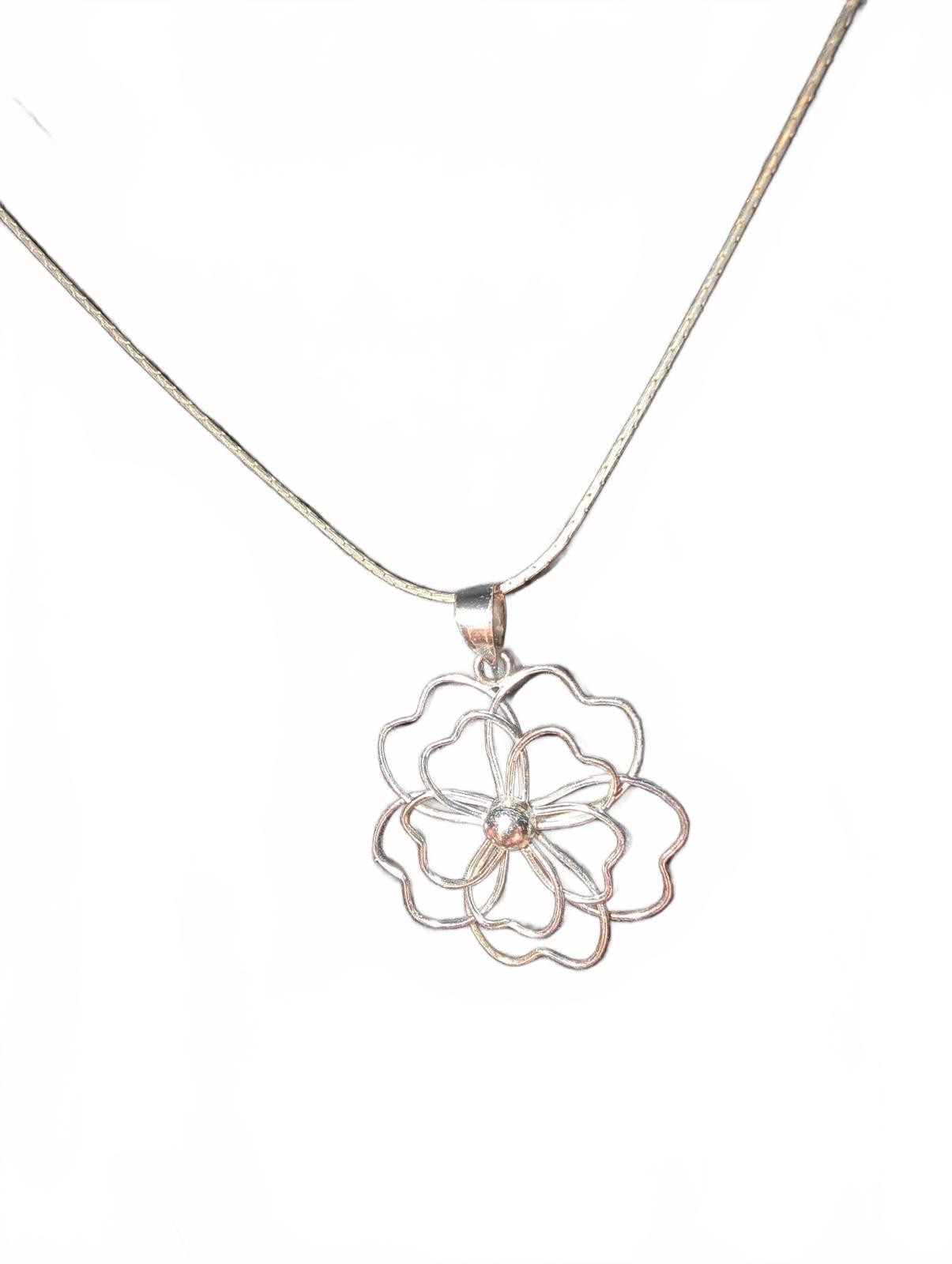 925 Sterling Silver Thailand 18” Boho Heart Floral Wired Necklace