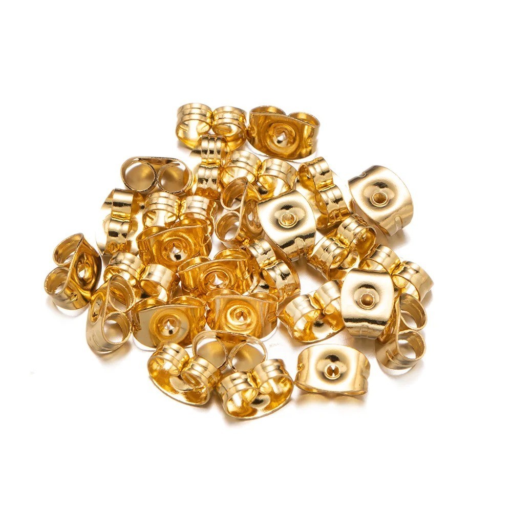 100 pcs 4.5x6mm 14K Gold Earring Backs Replacement Ear Locking for Stud Earrings