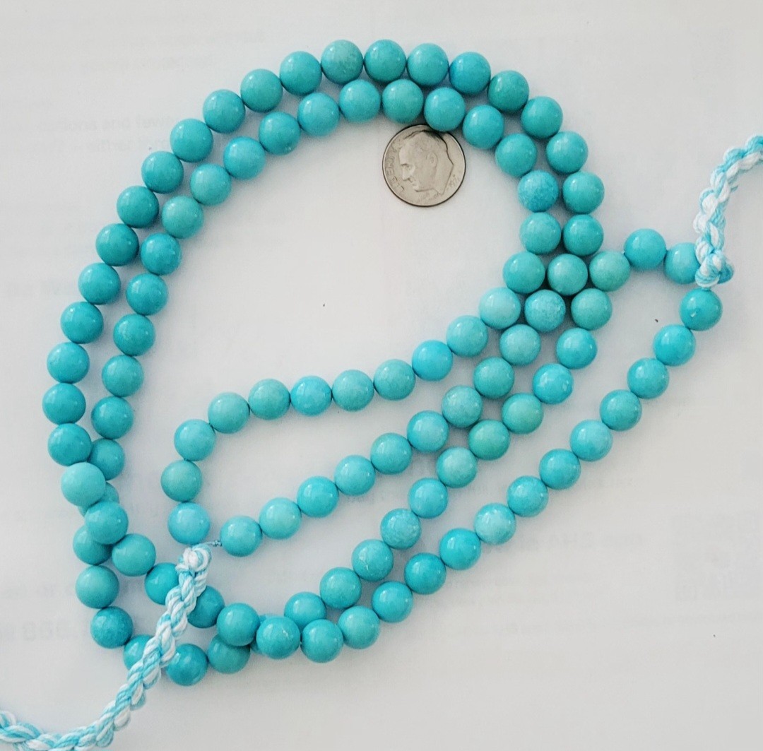 One Strand Natural Sleeping Beauty Turquoise Round Beads 9mm