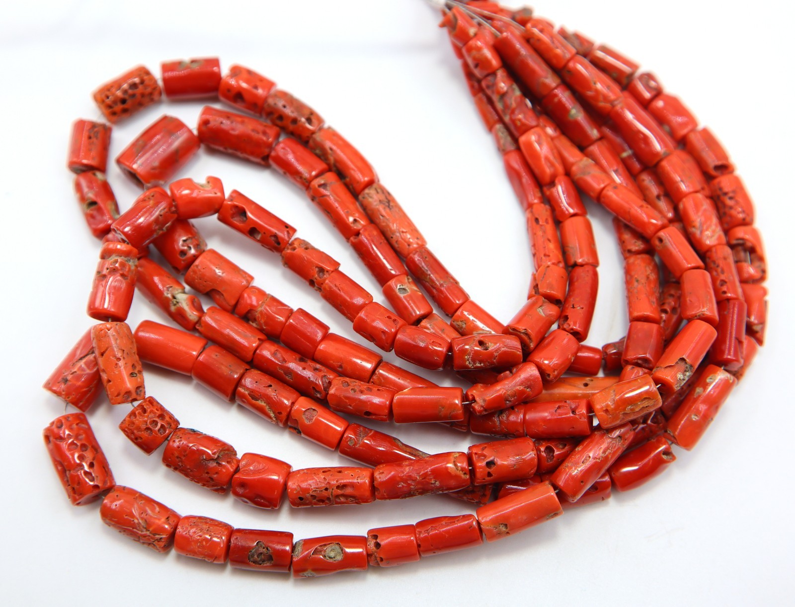 Italian Red Coral Smooth Beads Natural Coral Tube Gemstone Loose Jewelry Making