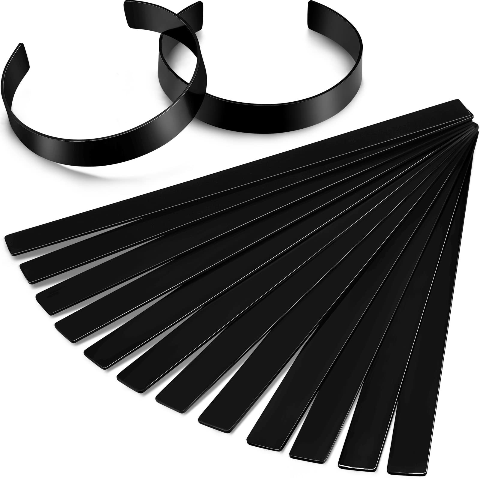 Lewtemi 12 Pieces Anodized Aluminum Bracelet Metal Stamping Blanks 7 x black
