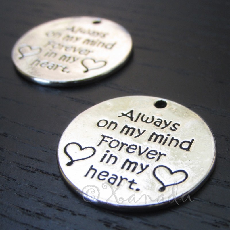 Memorial Charms – 25mm Antiqued Silver Plated Pendants C8938 – 2, 5 Or 10PCs