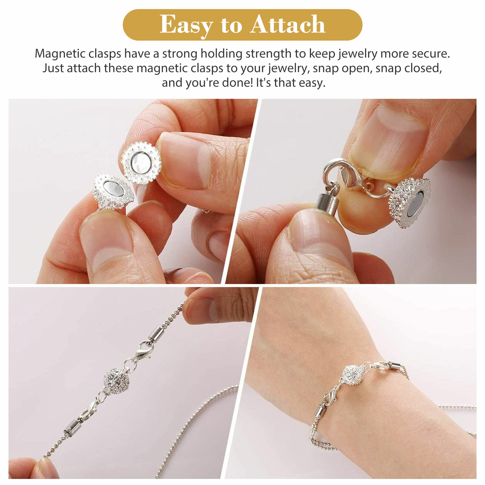 Strong Magnetic Lobster Clasps Jewelry Necklace Converter Extender Gold Silver
