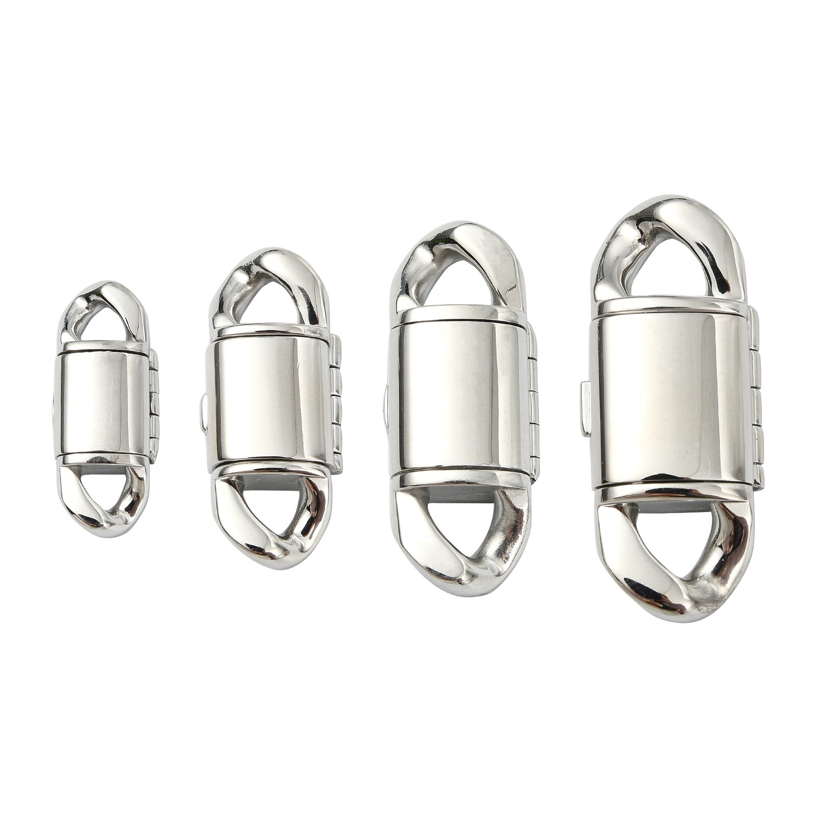 4pcs 316 Surgical Stainless Steel Clasps, Oval Silver Color Clasps for DIY