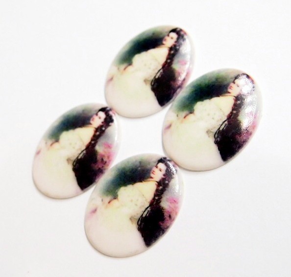 4 of 40x30mm Acrylic Empress Elisabeth of Austria Woman Portrait Cameos Cabochon