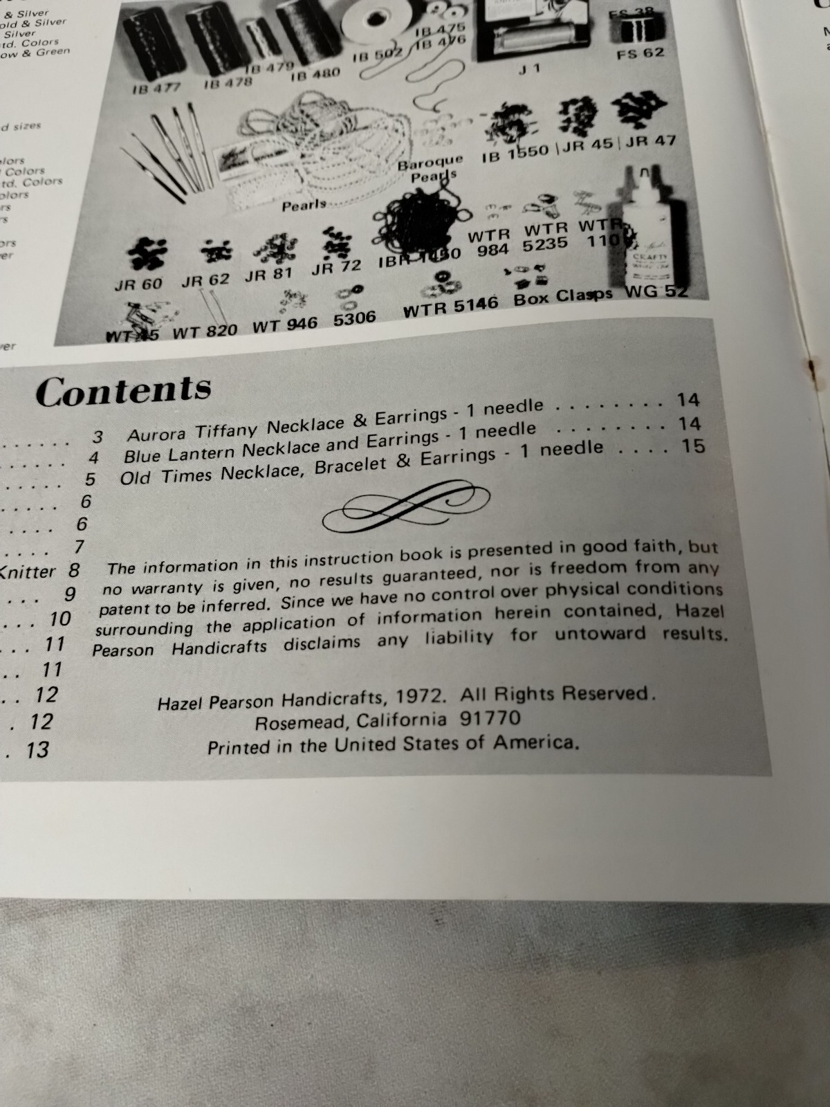 Vintage “Beauty in Beading” Jewelry Making Craft Pattern Book 1972 HA-5