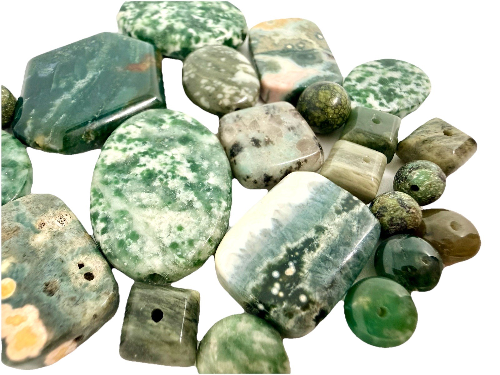 Assortment Of Gemstone Focal Beads Geometrical Shapes 8-30mm Qty:22
