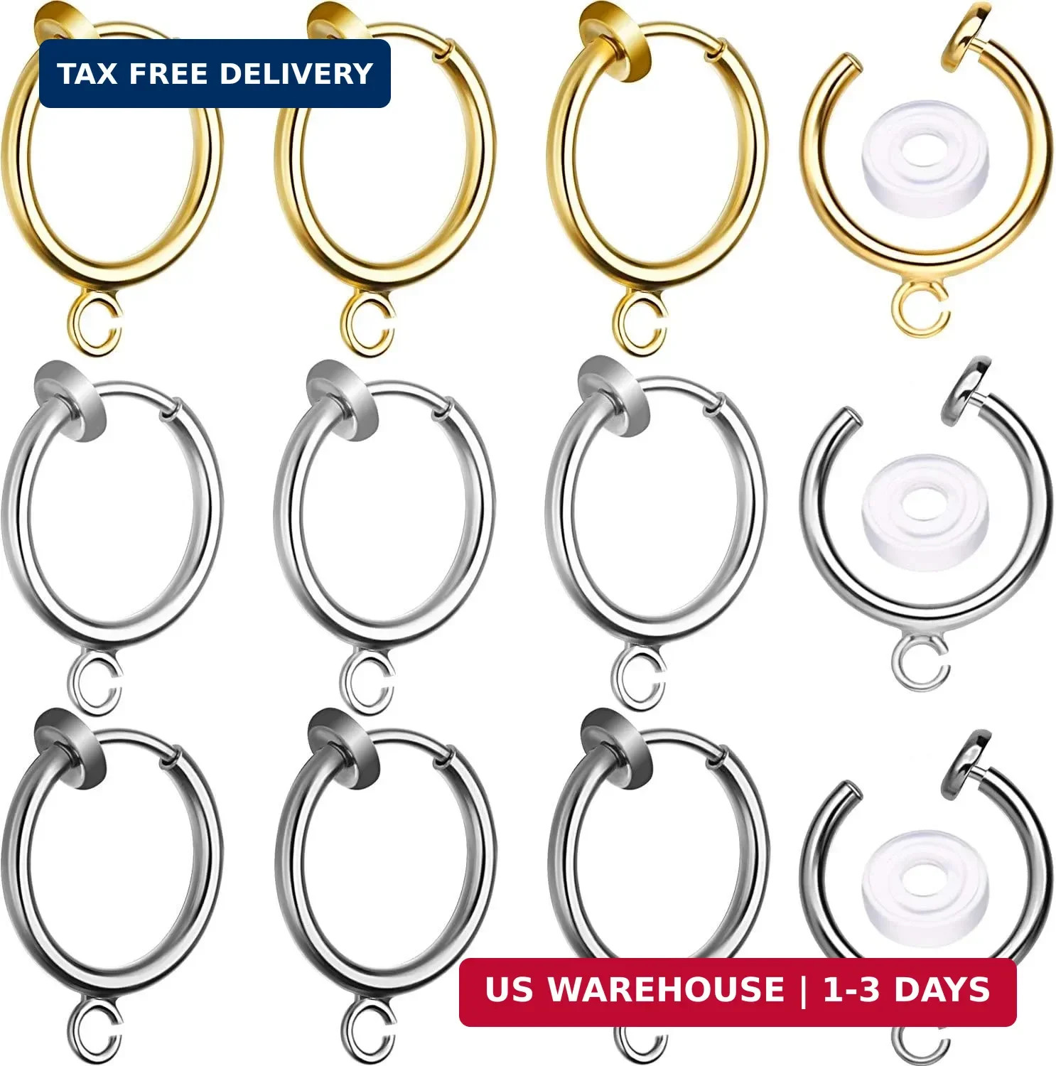 Tatuo 30 Pieces Clip-on Earring Converters Non-Pierced Earring Findings with Eas