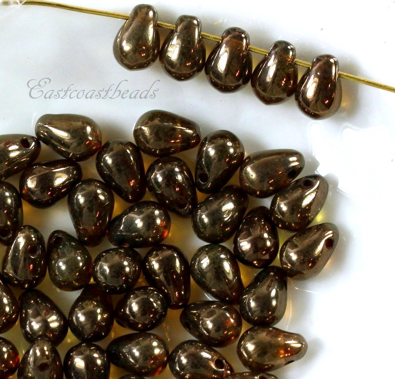 Tear Drop Beads, Lumi Brown, 4x6mm, Czech Glass Beads, Accent Beads, 50 Beads