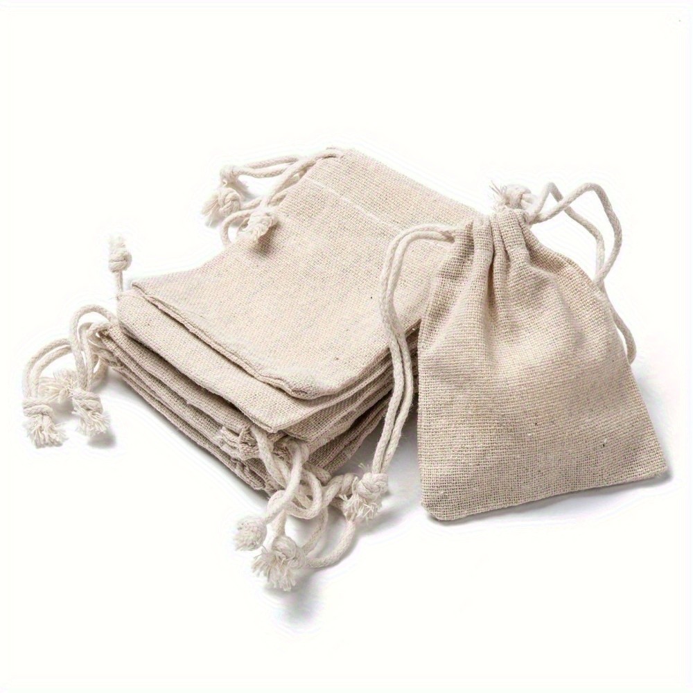 10pcs Cotton Packing Pouches Drawstring Bags Wheat 10x8cm Jewelry display