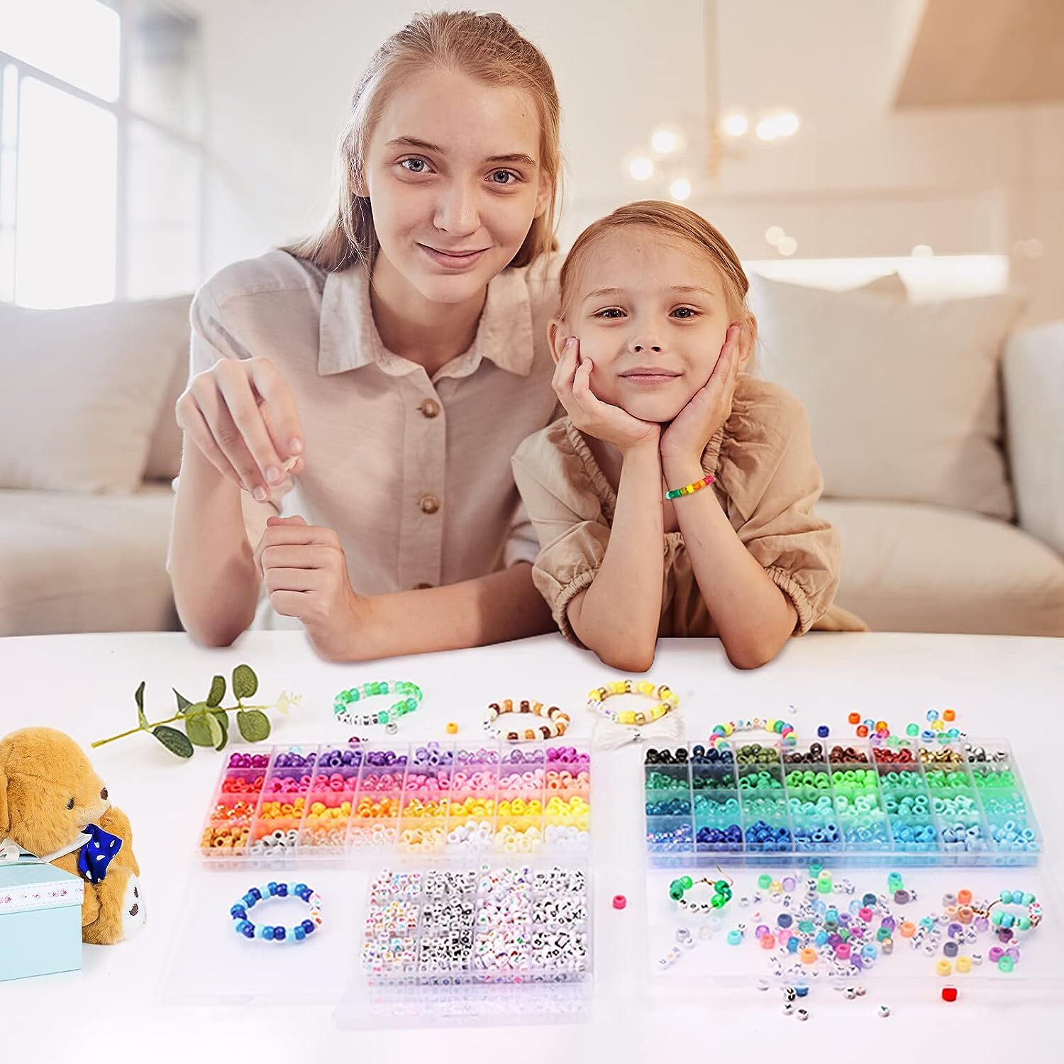 2350 Piezas, 64 Colores, Cuentas De Pony Para Kit De Fabricacion De Pulseras…