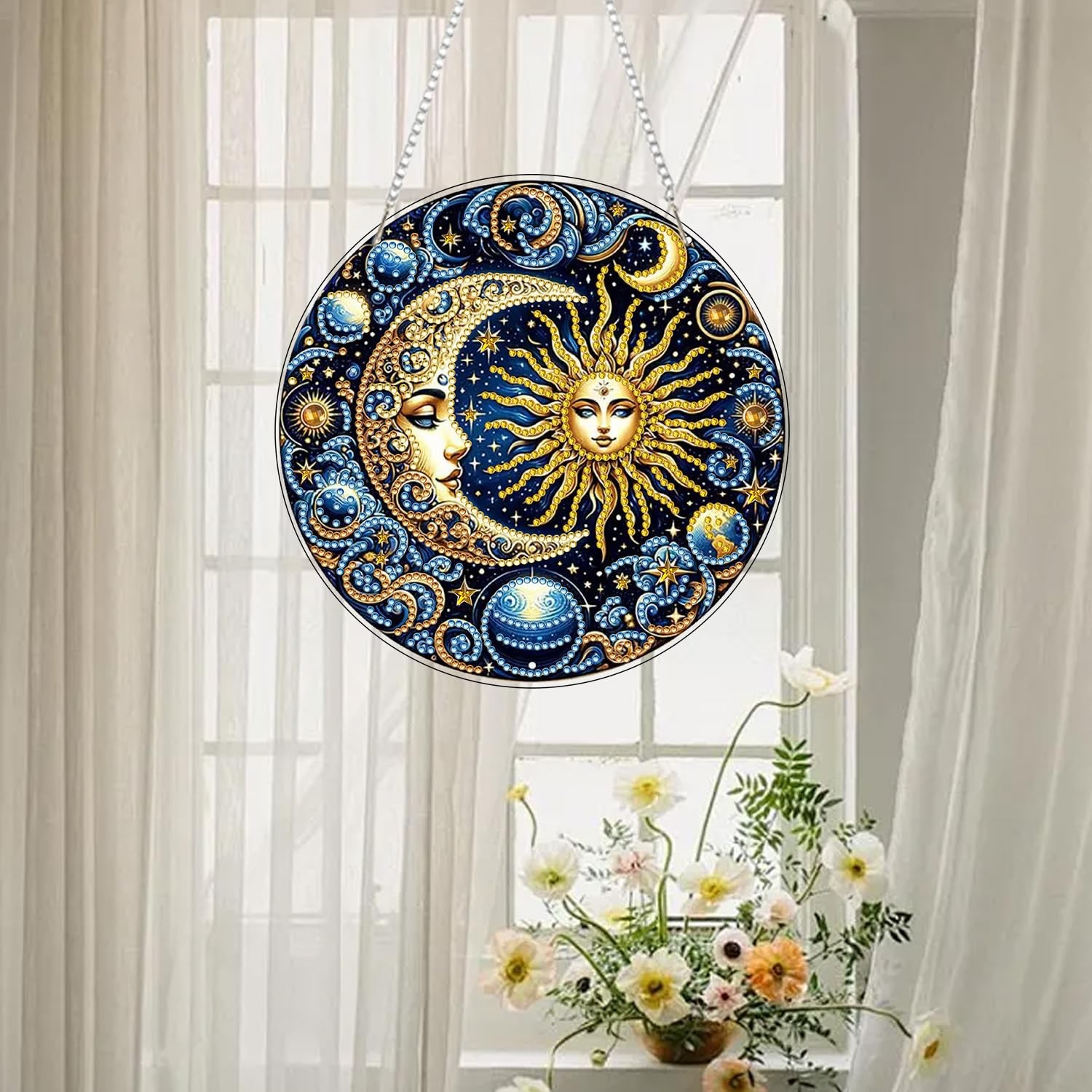 Sun and Moon Diamond Art Hanging Kit for Adult,Special Shaped Rhinestone,Double