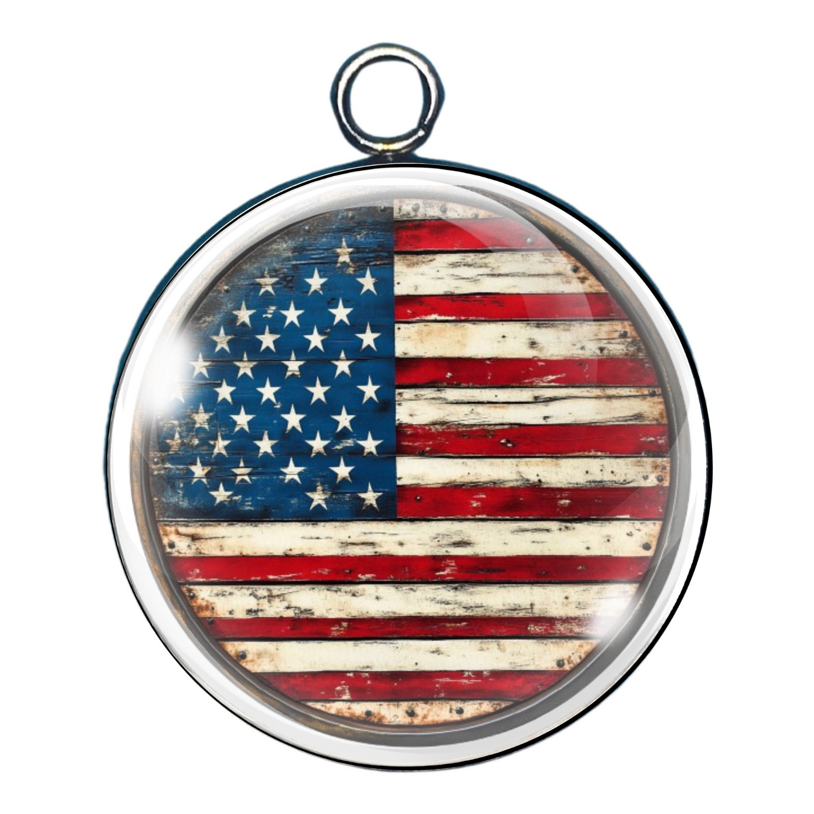Rustic American Flag Glass Cabochon Charms, Vintage Flag Pendants, DIY Charms