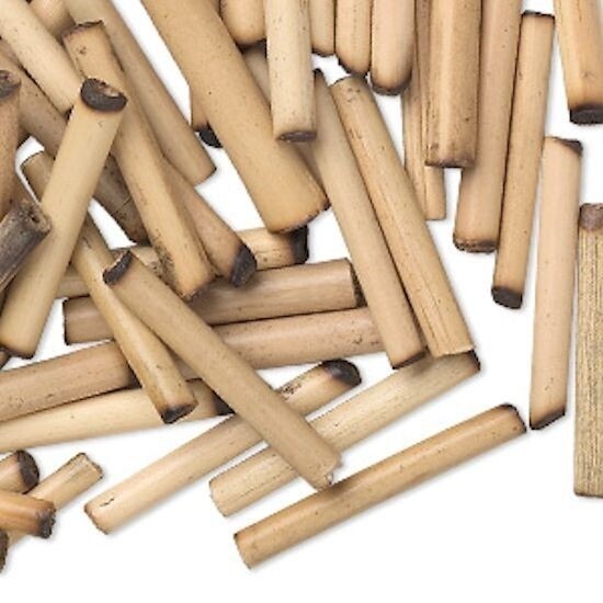 Bead, 100 Tan Bamboo Wood 20x3mm-24x4mm Round Tube w/ 0.8-1.3mm Hole