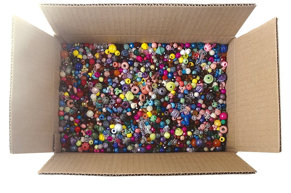 Bonanza 5LB of Mixed Craft Beads, Sizes, Plastic, Round, Multicolor