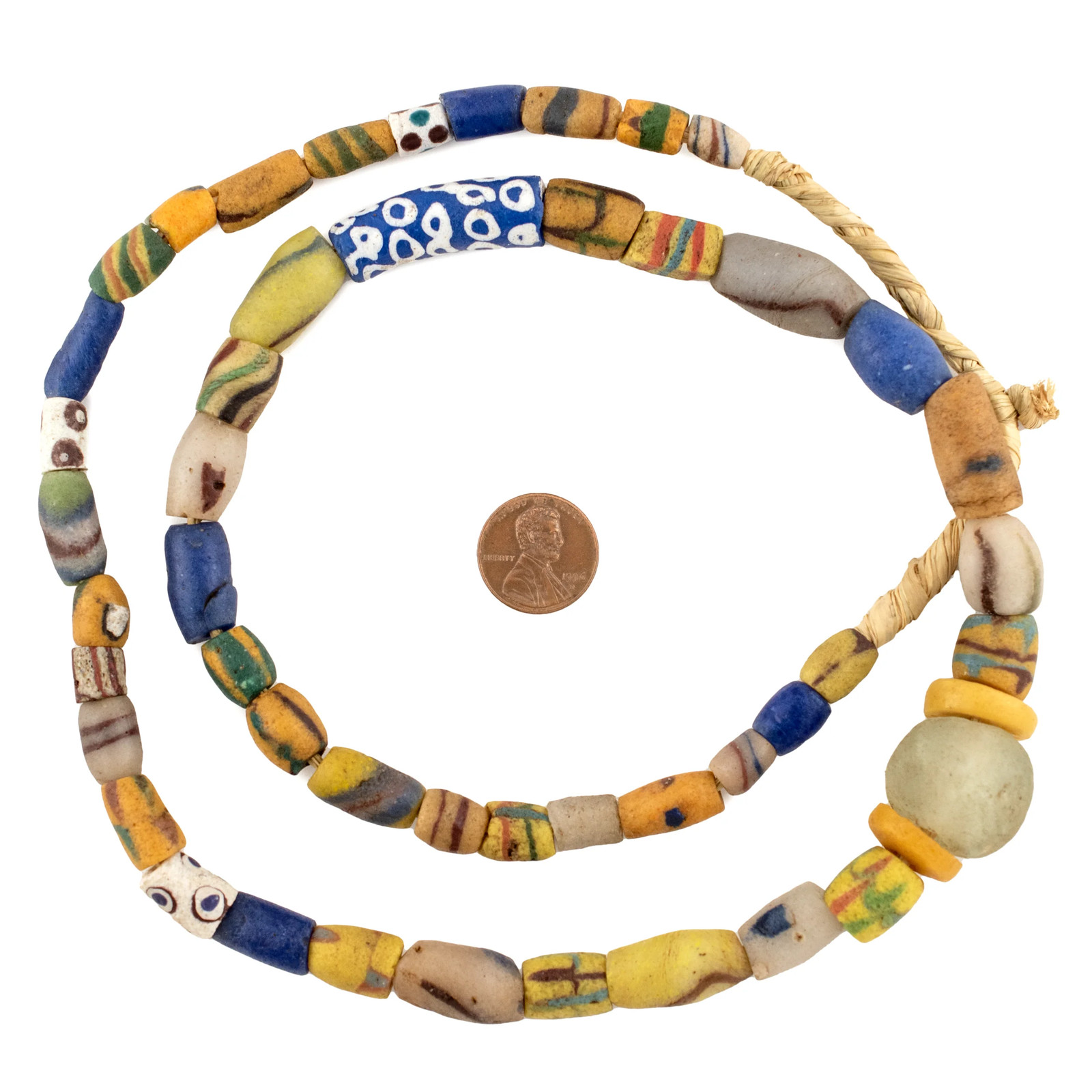 Extra Fancy Sandcast Powder Glass Bead Medley 14mm Ghana African Multicolor