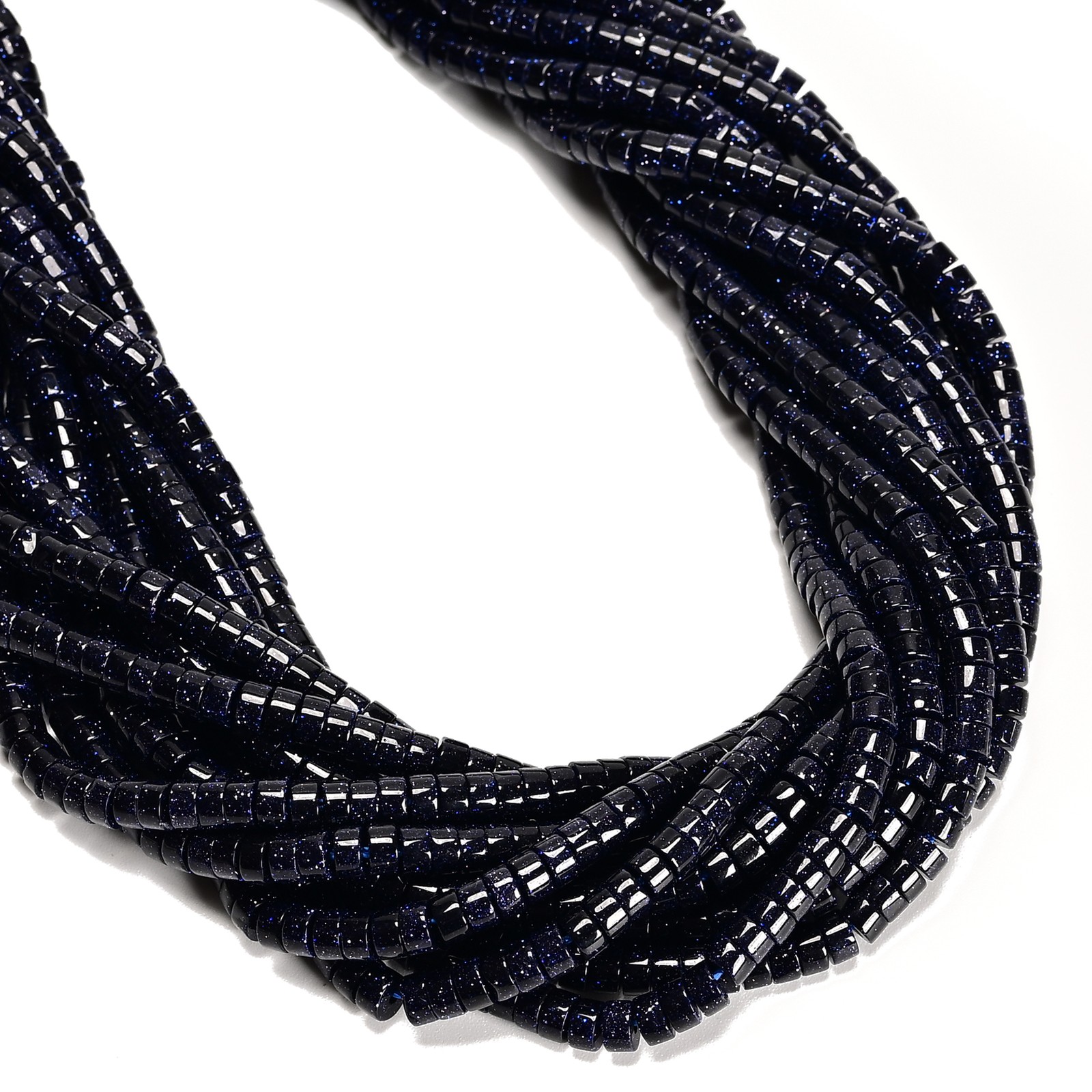Blue Sand Goldstone Heishi Disc Beads Size 2x4mm 15” Strand
