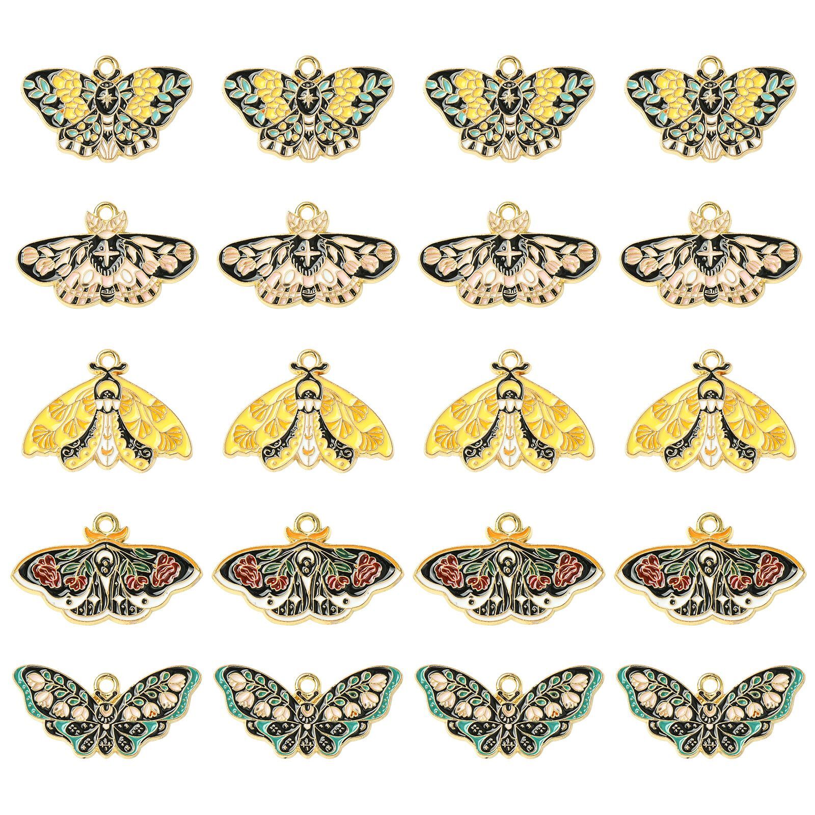 20x Enamel Beauty Butterfly Charm Pendants for DIY Jewelry Crafts Accessory