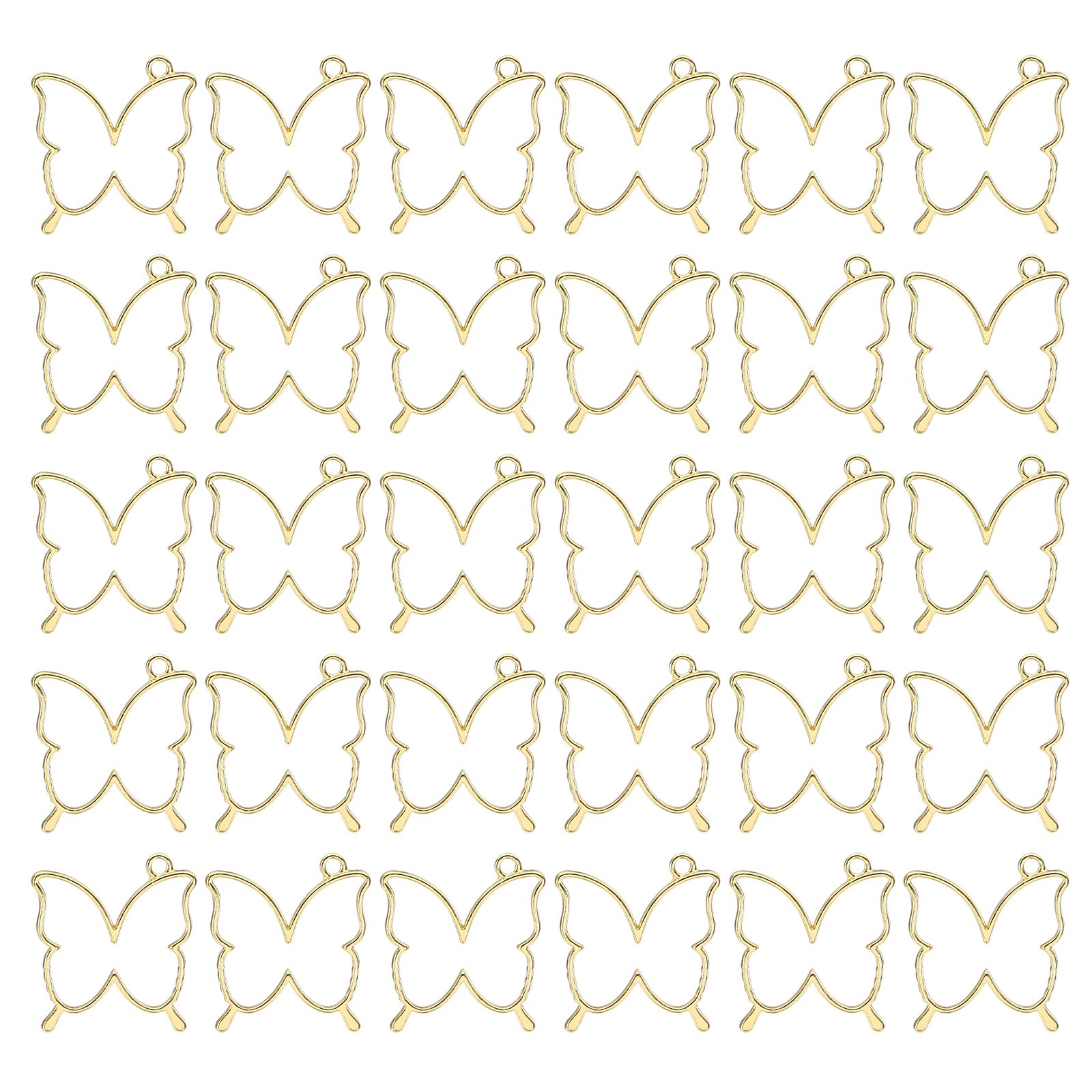 30pcs Open Bezels Resin Bezels Pendants Butterfly Open Back Bezels Golden