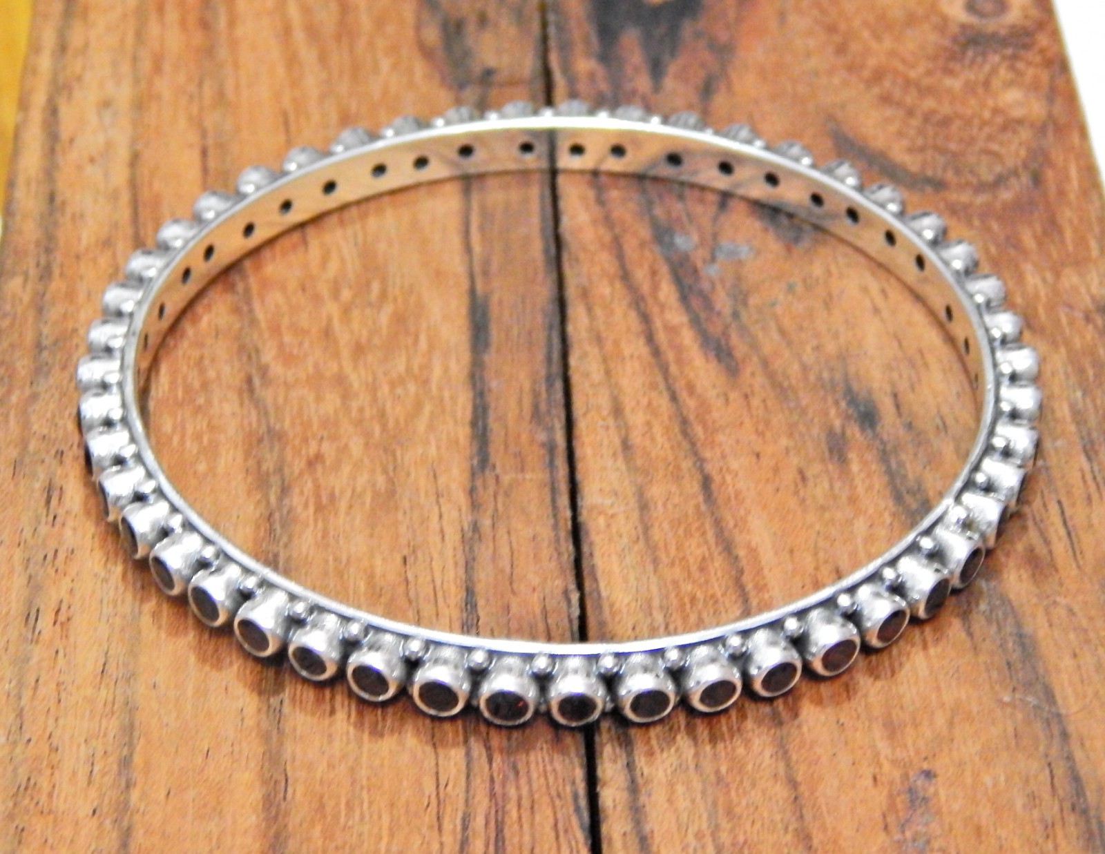 925 Sterling Silver Natural Garnet Bangle size 2-6 Gemstone Jewelry handmade