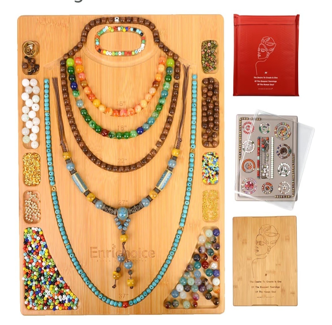 Handcrafted Bamboo Necklace Design Board – Eco-Friendly 15.5 Inch Craft Tool New