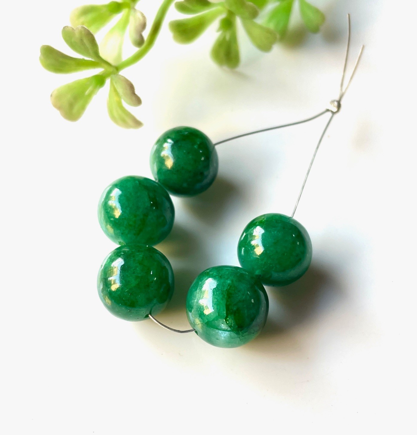 5 PCS~AAA+Natural Emerald Rondelle Smooth Balls Sphere Loose Beads-10 MM