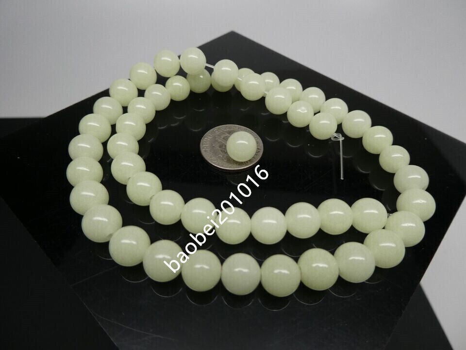 2pcsGreen Phosphorescent Glow in The Dark Modern Ye Ming Zhu 8mm Bead Strand 15″