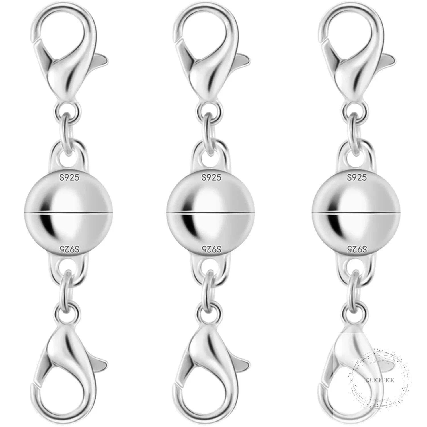 925 Sterling Silver Magnetic Necklace Clasp Double Lobster Design Jewelry Making