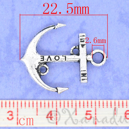 Boat Anchor Wholesale Nautical Silver Plated Charms C8687 – 10, 20 or 50PCs