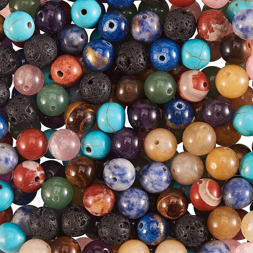 200x Gemstone Round Loose Crystal Spacer Beads Stone for DIY Jewelry Making