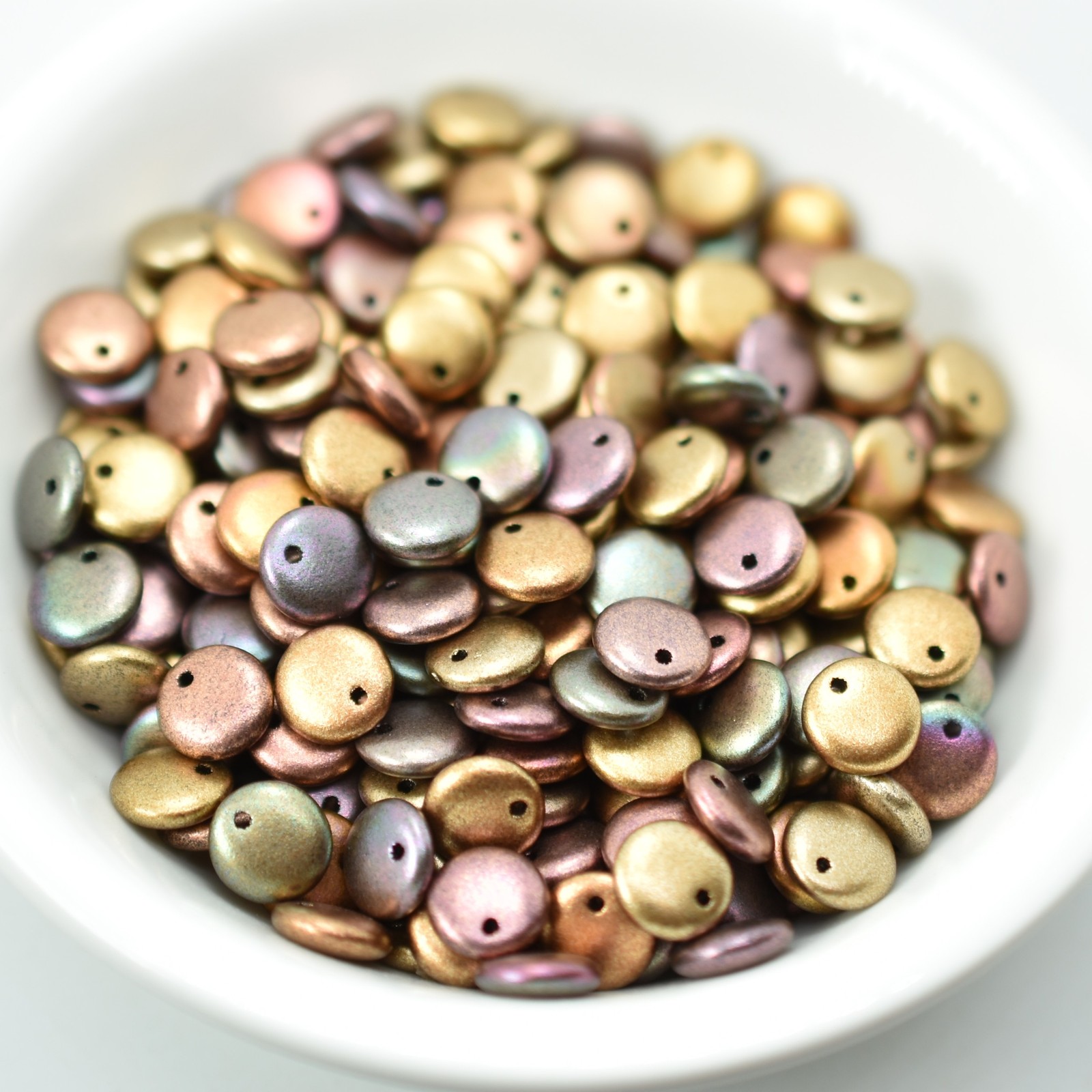 6mm Lentil Top-drilled Matte Metallic Purple Iris Gold (50 Beads)Czech Glass