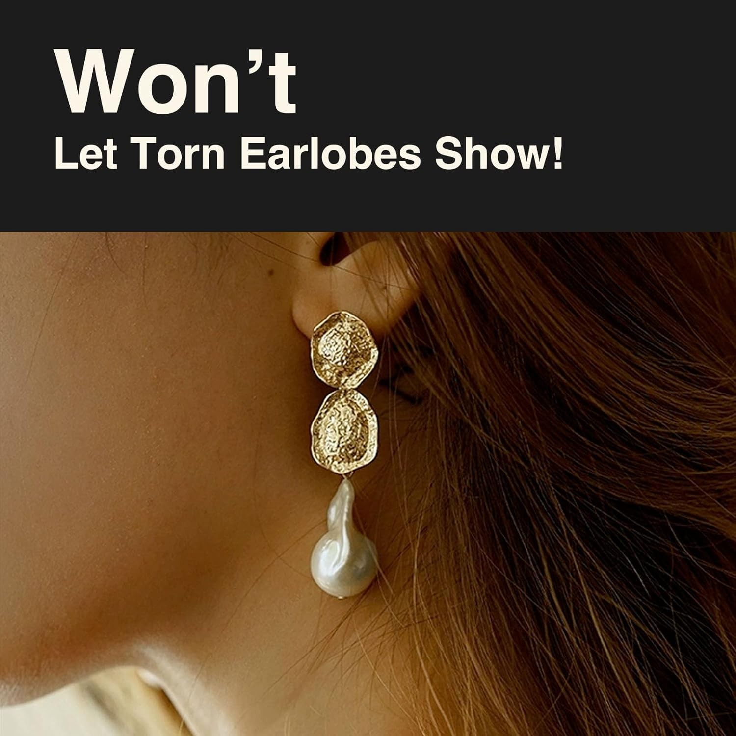 18K Gold-Plated Earring Backs for Droopy Ears – Large Earring Lifters, Ear Car