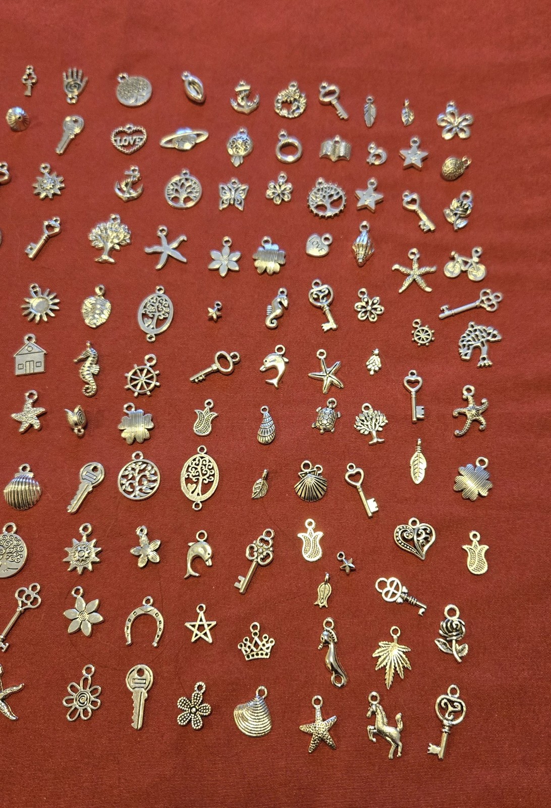 10 Mixed Charms Silver Pendants Random Mix