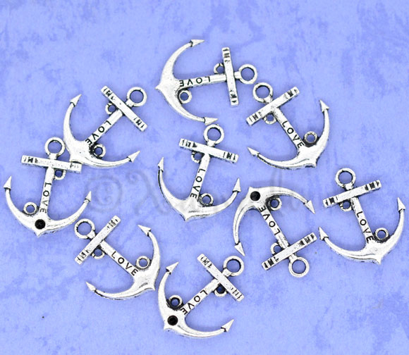 Boat Anchor Wholesale Nautical Silver Plated Charms C8687 – 10, 20 or 50PCs