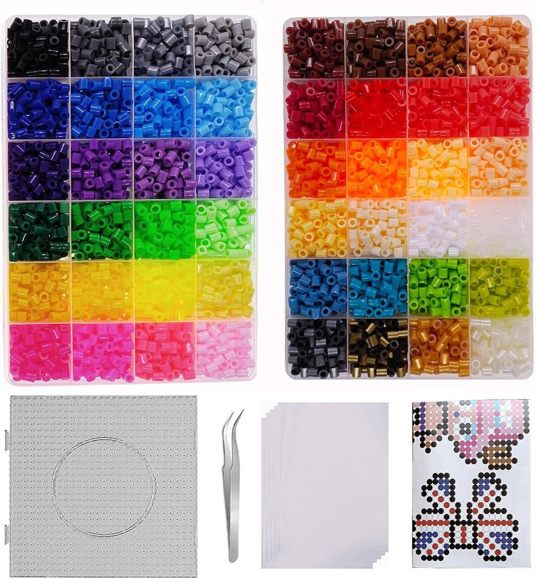 4800Pcs Fuse Beads Kit for Kids Crafts, 48 Colors 5Mm Melting Beads Set Includin